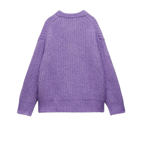 Zara Alpaca-Wool Blend Pullover Knit Ribbed Lavender Sweater - Picture 8 of 15